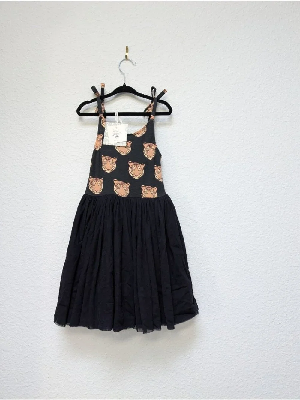 Kate Quinn Bamboo OG Tiger Head Black Tulle Dress 2T Tigers Tie Strap